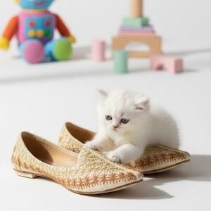 Elegant Jutti Embroidered Hand made Gold kids Loafers